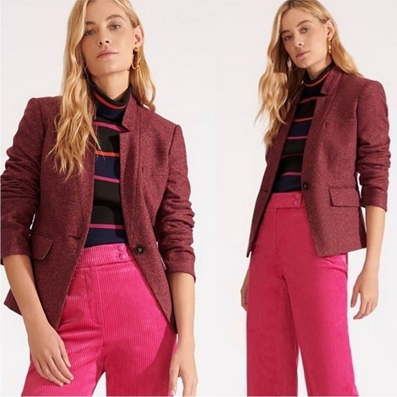 Veronica Beard Farley Dickey Jacket Blazer Berry Size 2 - Picture 2 of 12